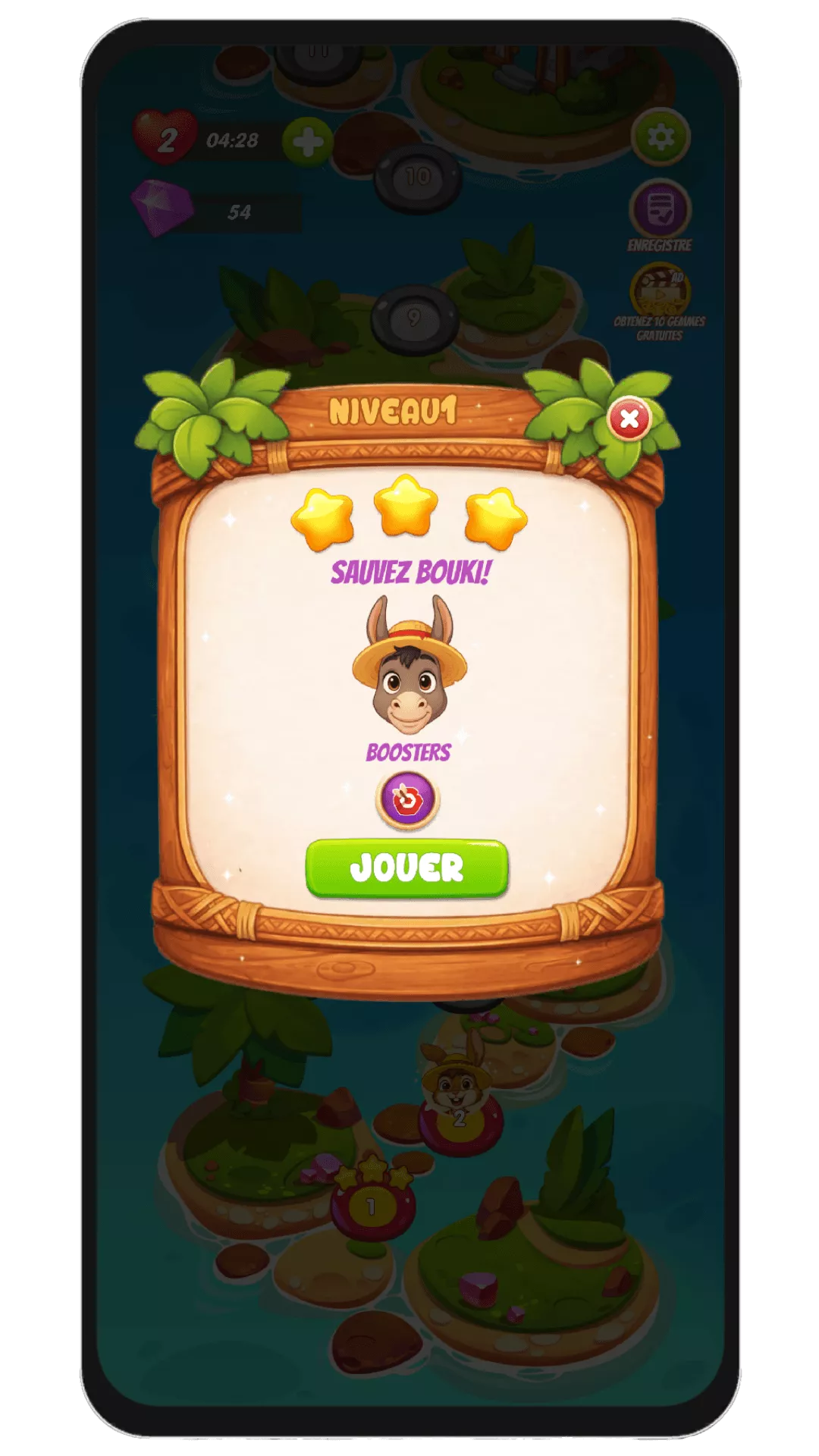 Level 1 popup — Save Bouki!