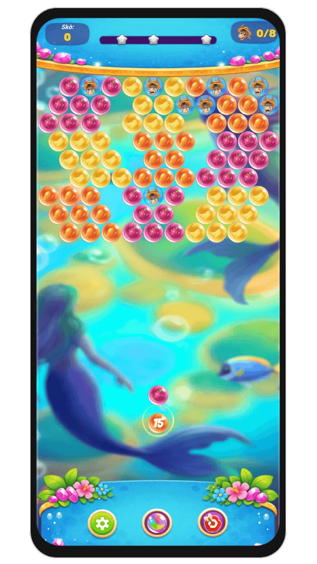 Bubble shooter gameplay — match bubbles