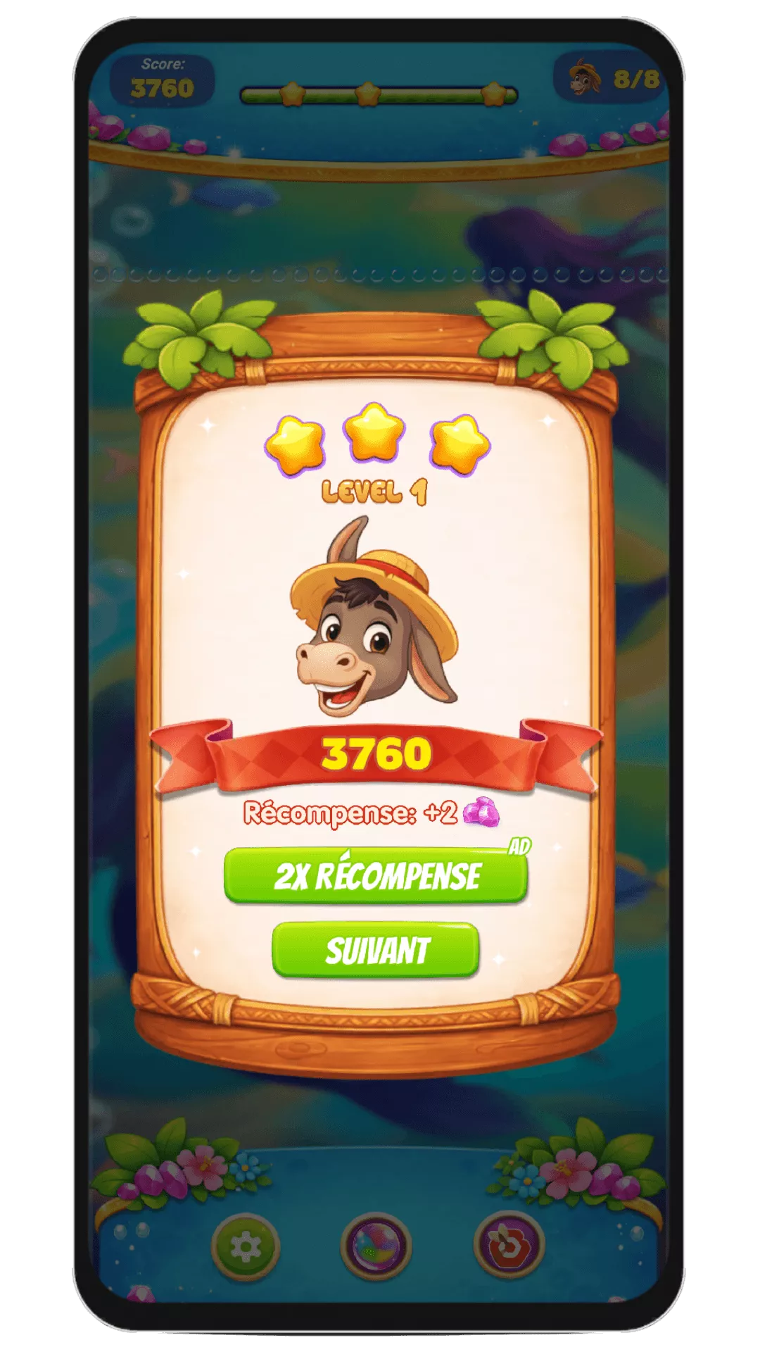 Level complete — 3 gold stars